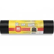 Мешок д/мусора с зав. 90л ПВД Ромашка черный