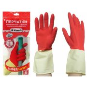 Перчатки хоз.лат.сверхпроч. БИКОЛОР S BICOIRA1