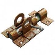 Засов накл. с проушинами с круглым ригелем ант.медь