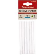 Стержни клеевые 7мм дл. 100мм прозр. 6шт BRAUBERG 670291