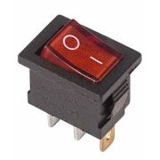 Выкл. клав. 6А Mini крас.с подсв. Rexant 36-2150