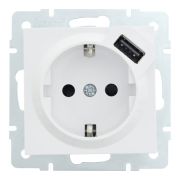 Розетка с/з+USB разъем белая VESNA