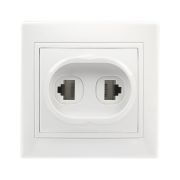 Розетка комп+телефон RJ-45+Phone 1-ая белая Венера SBE-01w-S1-RJPH