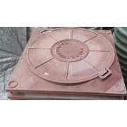 Люк полимерный легкий 450/450/45мм красный КВАДРАТ