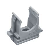 Клипса д/труб D16мм серая