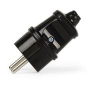 Вилка прямая с/з черная  16А 250В SBE-16-P01-b