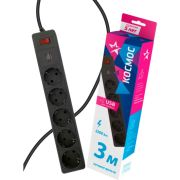 Удлинитель с сетевым фильтром 5х3м с/з Космос