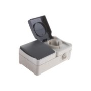 Блок розетка выкл IP54 Сатурн SBE-04w-16-SWS