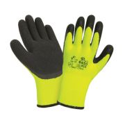 Перчатки утепл акрил рифленые САЛАТОВЫЕ с черными пальцами Ц0131