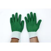 Перчатки акриловые рифленые полный облив зеленые Ц1577