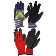 Перчатки нейлон рифленый ПЕЖО желто-черные, красно-черные Ц1240