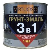 Грунт-эмаль по ржавчине 3в1 быстросох матовая черная VIRTUOSO 1,7кг