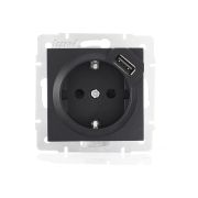 Розетка с/з+USB разъем черный бархат VESNA 742-4288-181