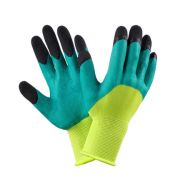 Перчатки нейлон салатовый черные пальцы Ц0437