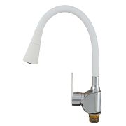 Смеситель д/кухни с гибким изл. хром/белый РОТАТО P59238-7